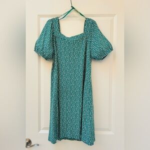 LOFT Green Patterned Midi Dress